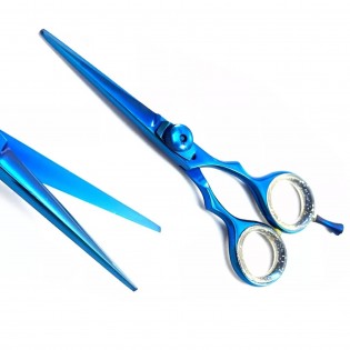 MEDSICON Professional Blue Barber Scissors 6'' Hair Cutting Hairdressing Salon Shears CE